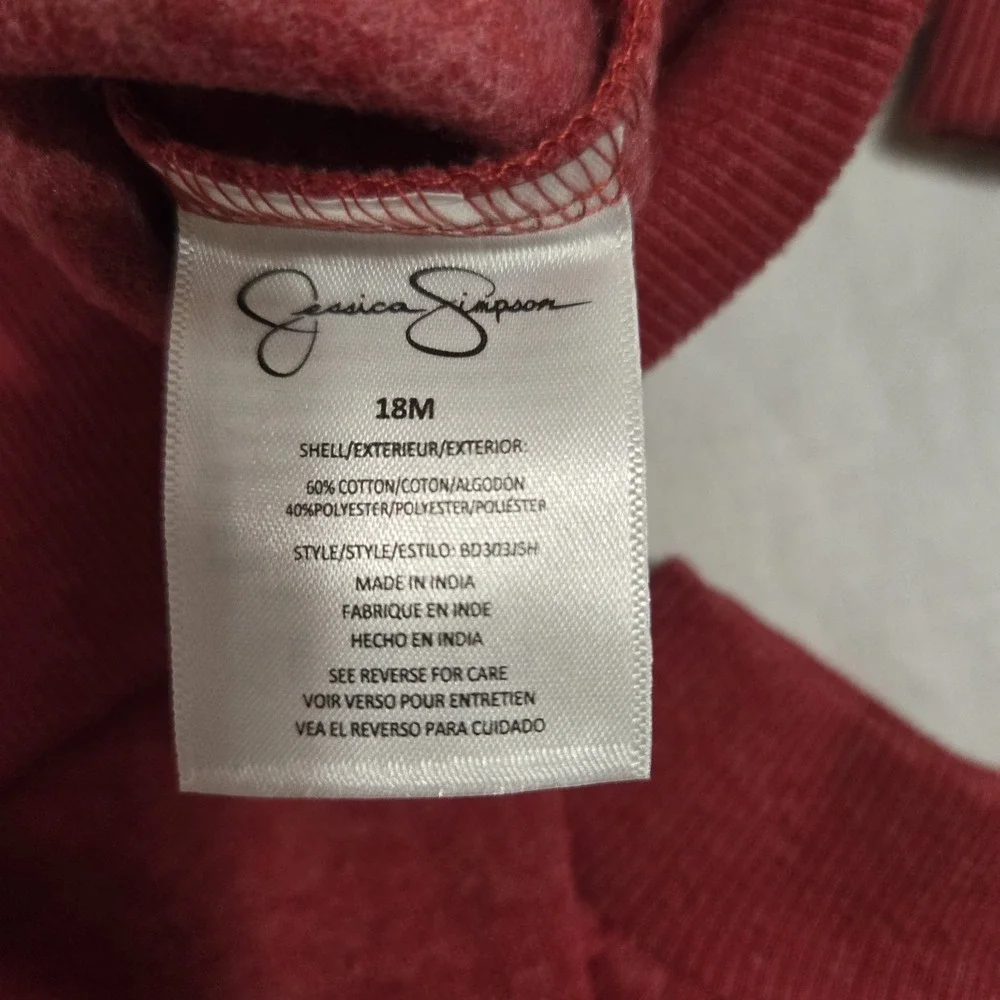 Jessica Simpson Two-Piece Sweat Suit Outfit Red Merry Baby Girl‎ 18MO NWT